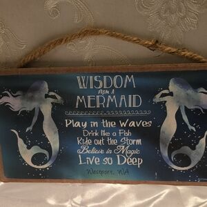 Wisdom From a Mermaid Wall Sign - Blue Teal Mermaid Decor